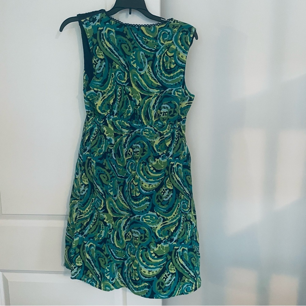 Merona Paisley Empire Waist Dress Green and Teal Size M - Picture 2 of 10